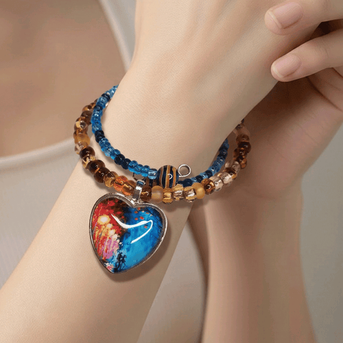 Dancing Couple Bracelet - Blue and Brown (MW) | Mamabug ReCreations - Artisan Jewelry