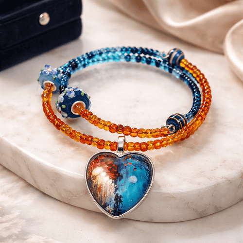 Dancing Couple Bracelet - Blue and Orange (MW) | Mamabug ReCreations - Artisan Jewelry