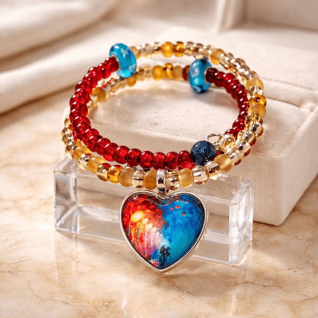 Dancing Couple Bracelet - Red and Gold (MW)