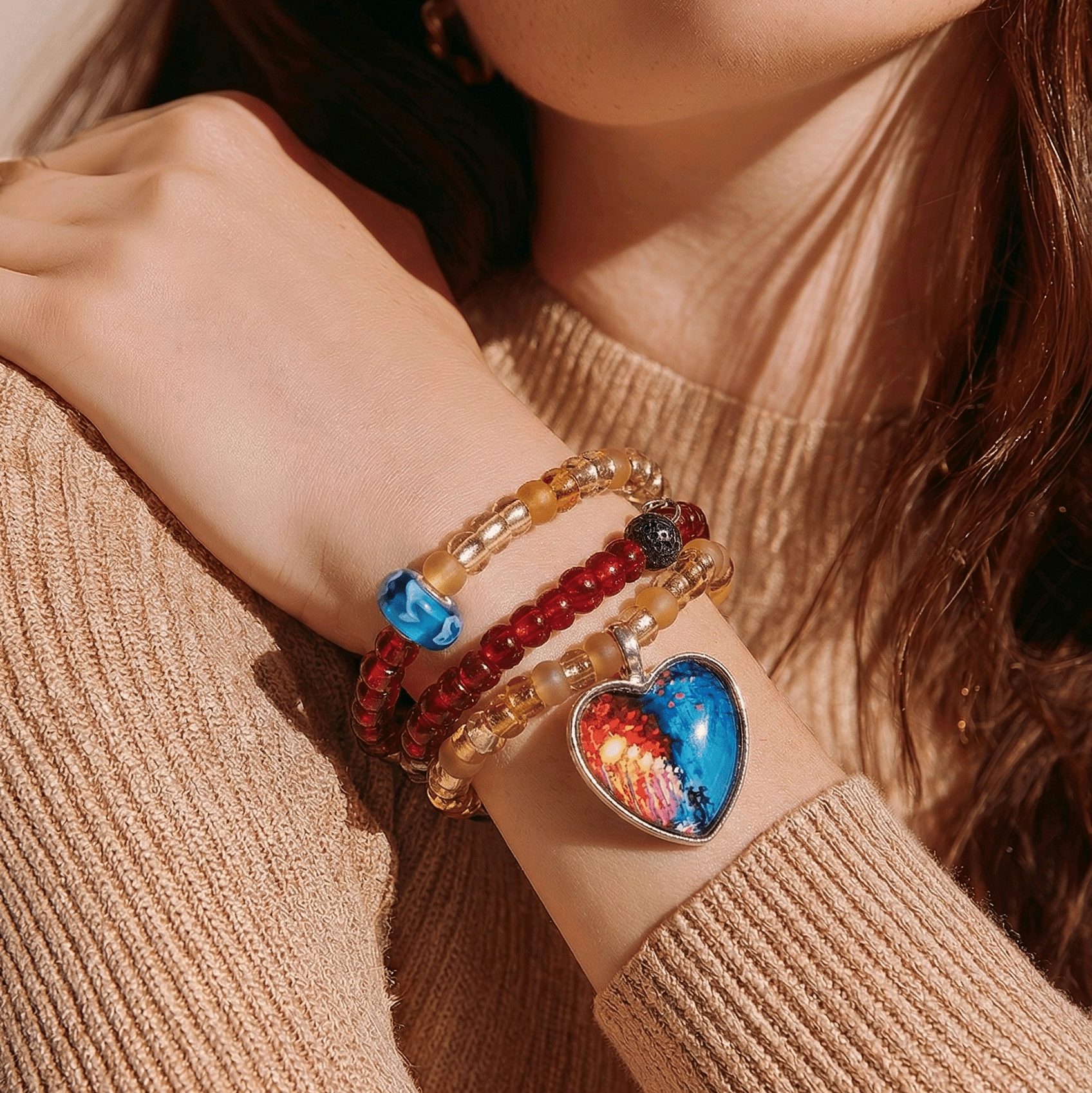 Dancing Couple Bracelet - Red and Gold (MW)