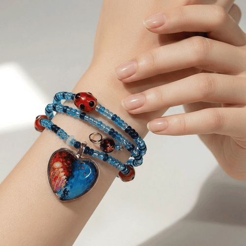 Dancing Couple in Midnight Skies Bracelet (MW) | Mamabug ReCreations - Artisan Jewelry