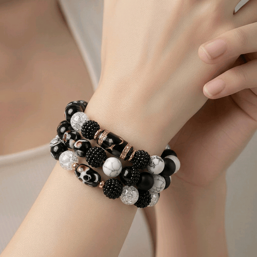 Black and White Beaded Bracelet (MW) | Mamabug ReCreations - Artisan Jewelry