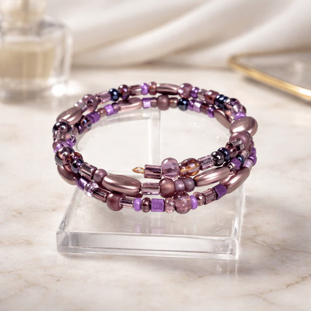 Purple Beaded Bracelet (MW) | Mamabug ReCreations - Artisan Jewelry