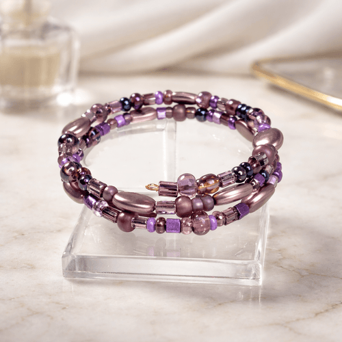 Purple Beaded Bracelet (MW) | Mamabug ReCreations - Artisan Jewelry