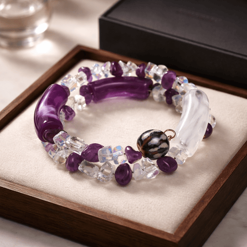 Purple and White Bracelet (MW) | Mamabug ReCreations - Artisan Jewelry