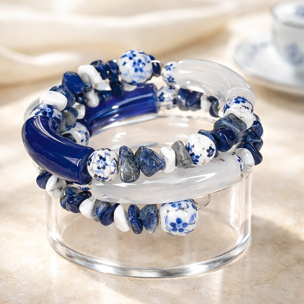 Blue and White Floral Bracelet (MW)