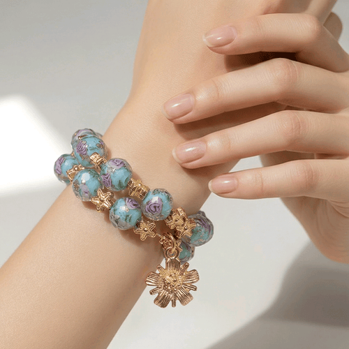 Blue Flowers Bracelet (MW) | Mamabug ReCreations - Artisan Jewelry