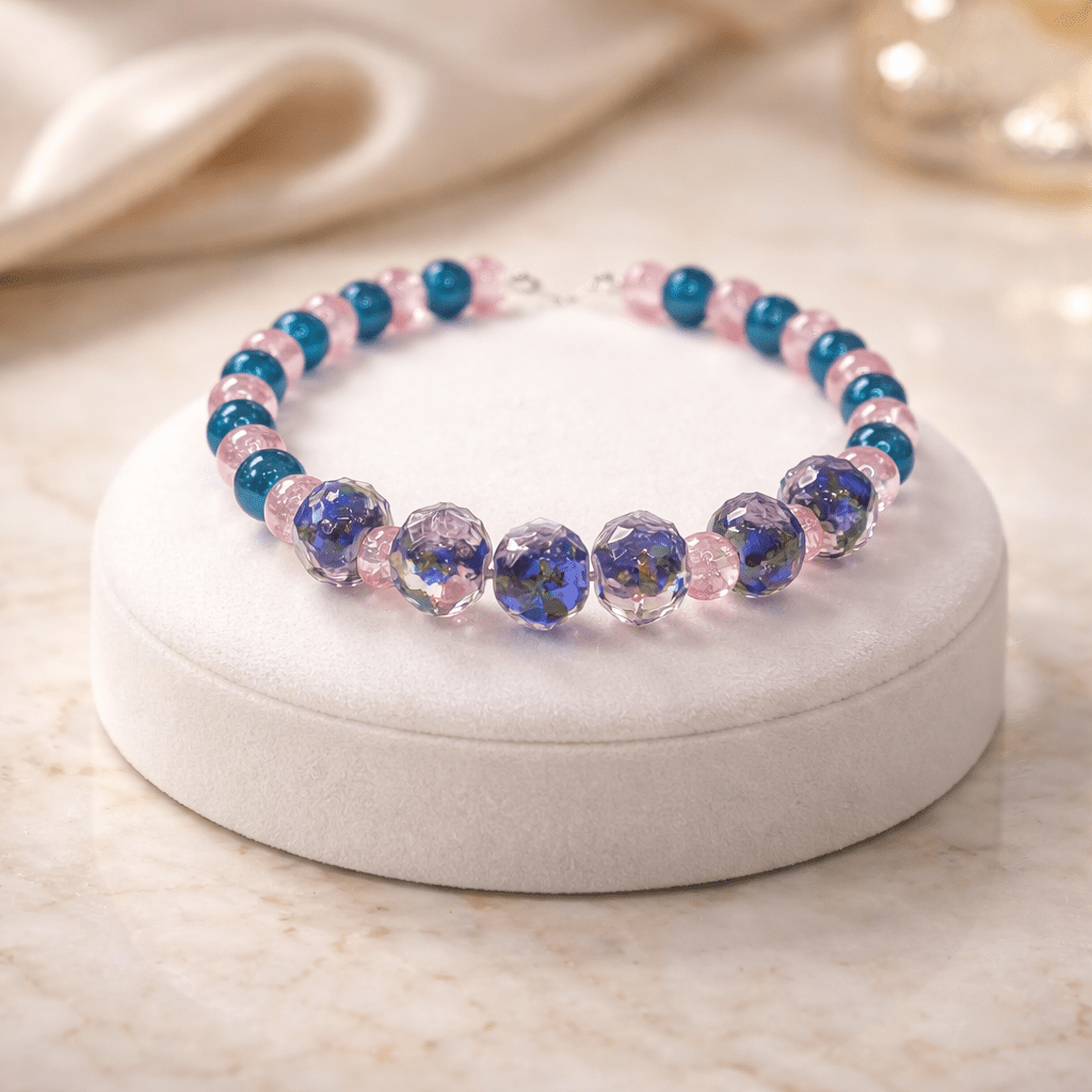 Pink Flowers Bracelet - Dark Blue Edition (MW)