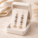 Gold Lotus Earrings with Amethyst and Red Wood | Mamabug ReCreations - Artisan Jewelry