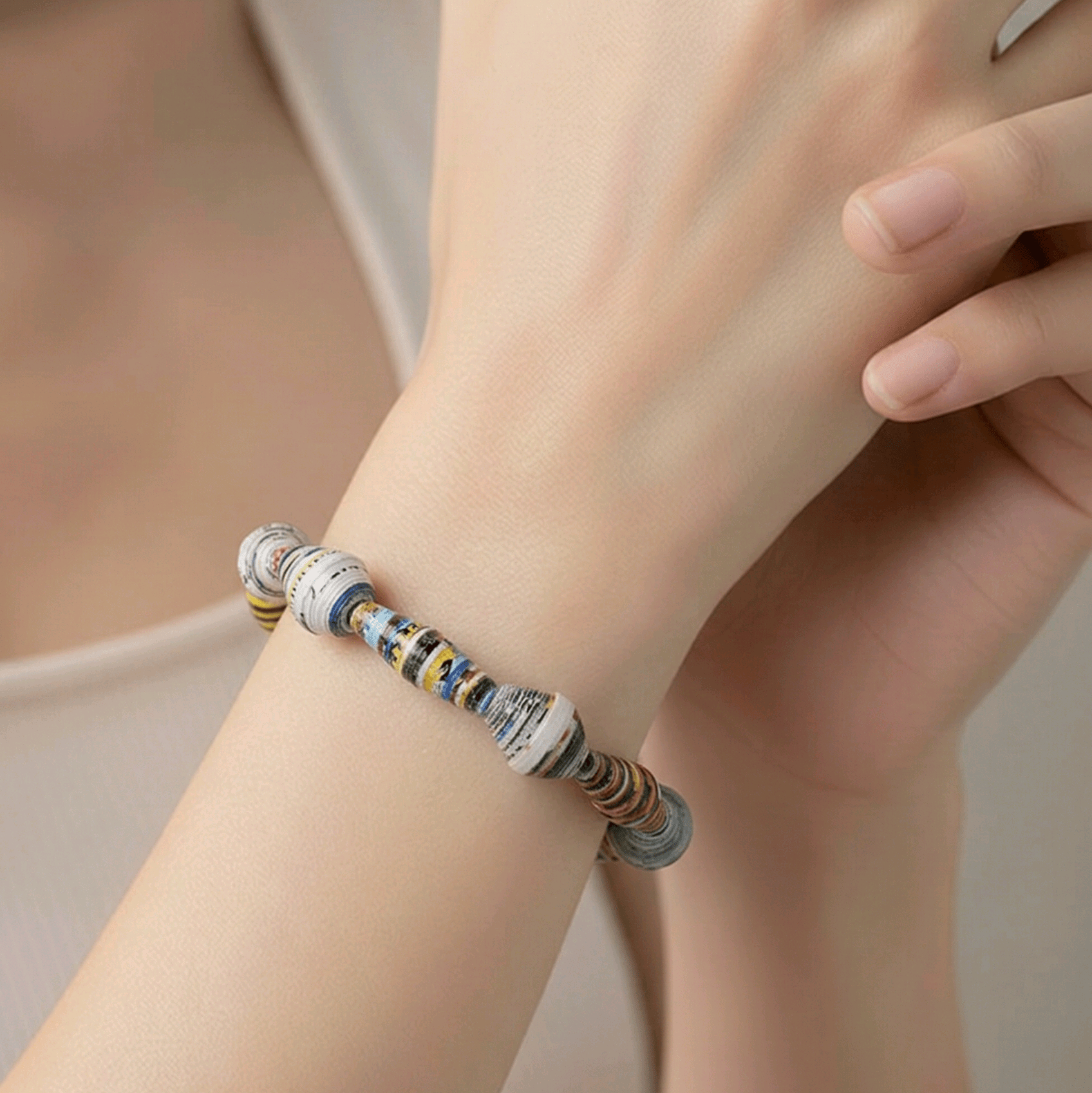 Recycled Paper Bead Bracelet (MW) | Mamabug ReCreations - Artisan Jewelry