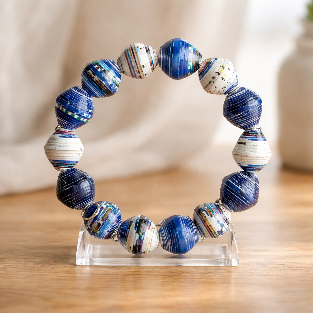 Blue and White Recycled Bracelet (MW)