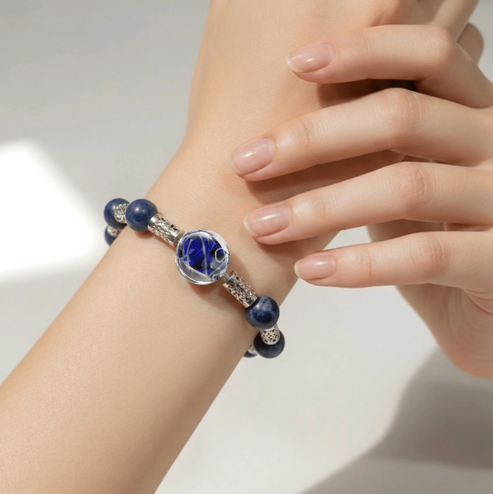 Blue and Silver Bracelet (MW) | Mamabug ReCreations - Artisan Jewelry