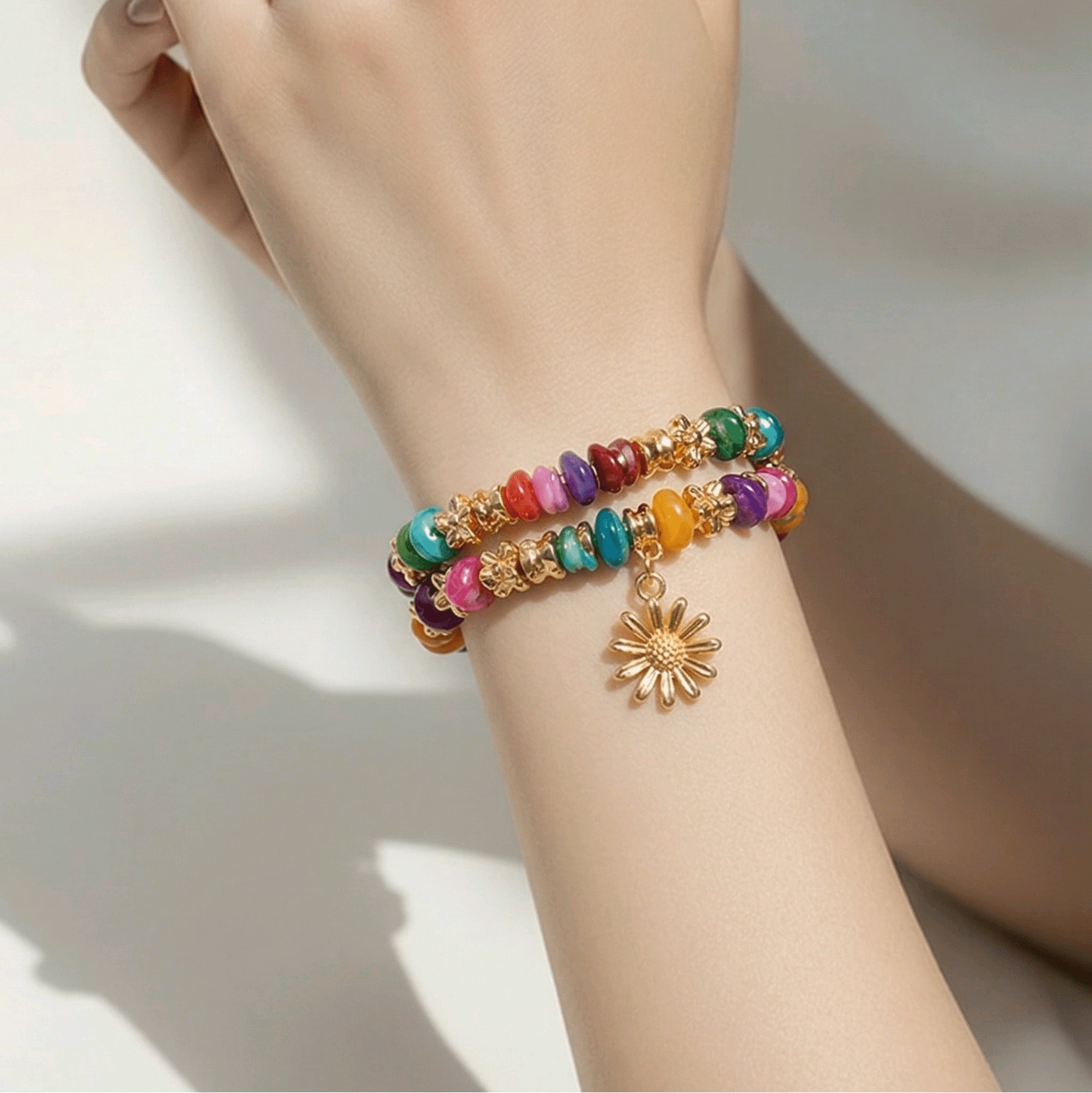 Gold Flower Charm Bracelet (MW) | Mamabug ReCreations - Artisan Jewelry