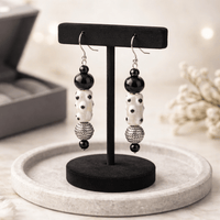 White and Black Polka Dots Earrings