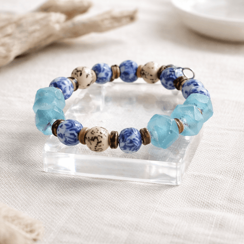 Recycled Bracelet - Glass and Seeds Edition (MW) | Mamabug ReCreations - Artisan Jewelry