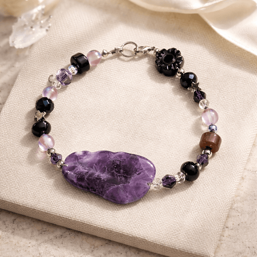 Large Amethyst Stone Bracelet (W) | Mamabug ReCreations - Artisan Jewelry