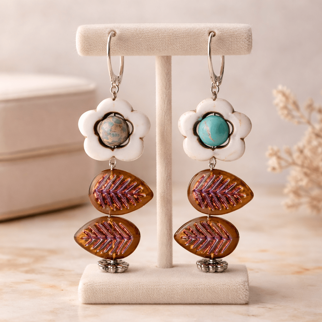 Sky Blue and White Flower Earrings