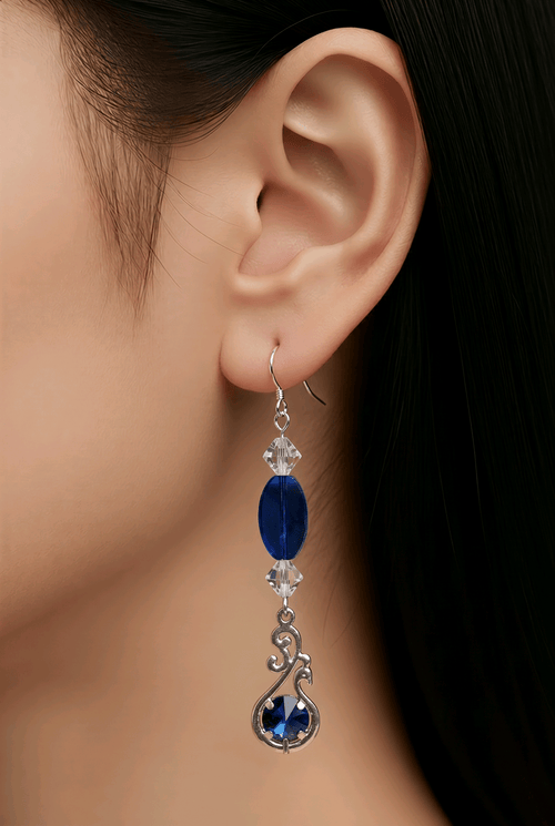 Blue Crystal Earrings | Mamabug ReCreations - Artisan Jewelry