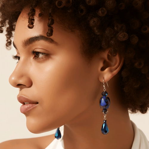 Cobalt Blue and Deep Purple Earrings | Mamabug ReCreations - Artisan Jewelry