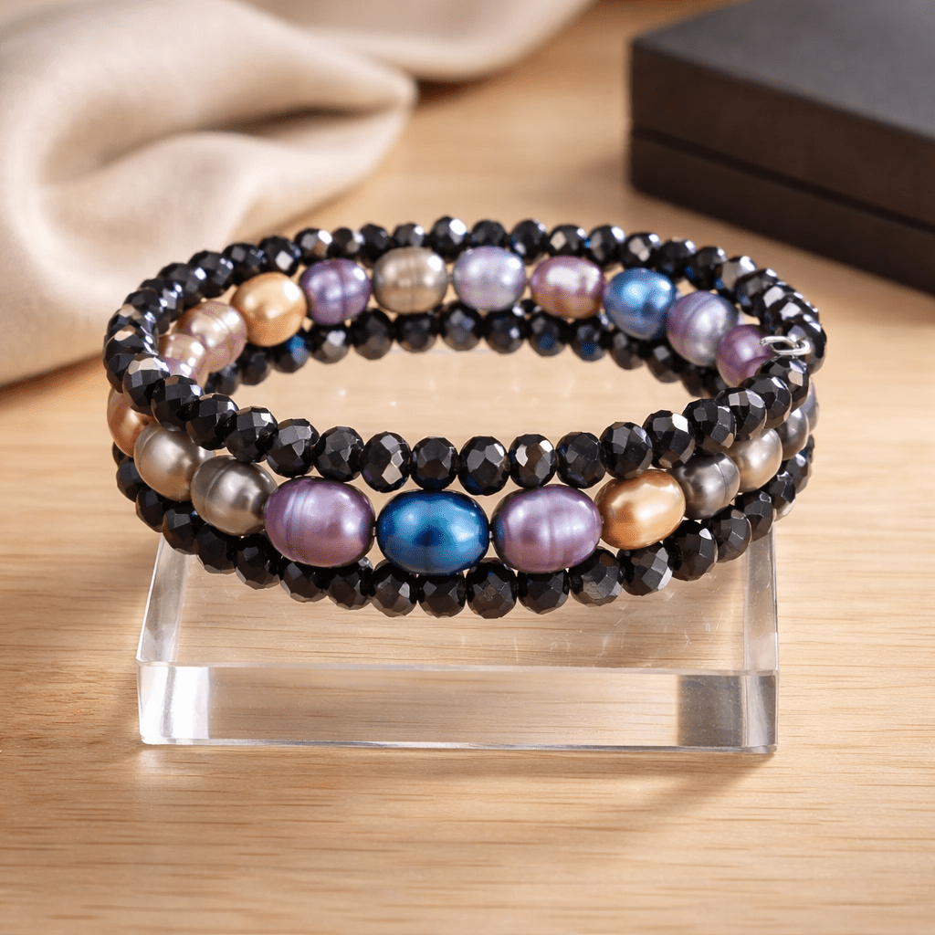 Black Crystal and Pearl Bracelet (MW)