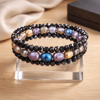 Black Crystal and Pearl Bracelet (MW)