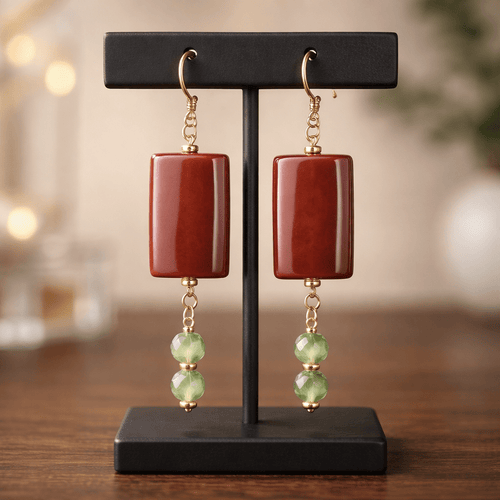 Red Jade and Recycled Beads Earrings | Mamabug ReCreations - Artisan Jewelry