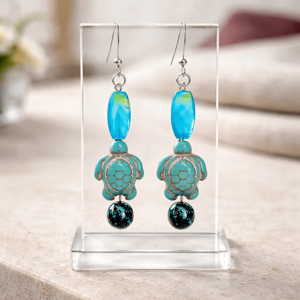 Blue Turtle Earrings