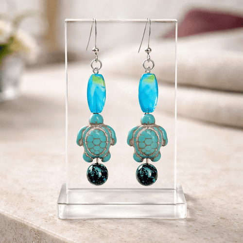 Blue Turtle Earrings | Mamabug ReCreations - Artisan Jewelry