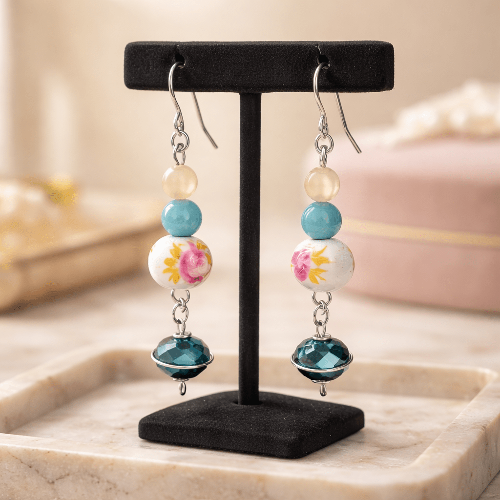 Pink Floral Earrings