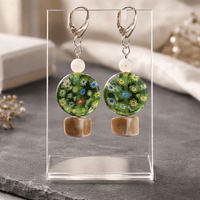 Green Millefiori Earrings