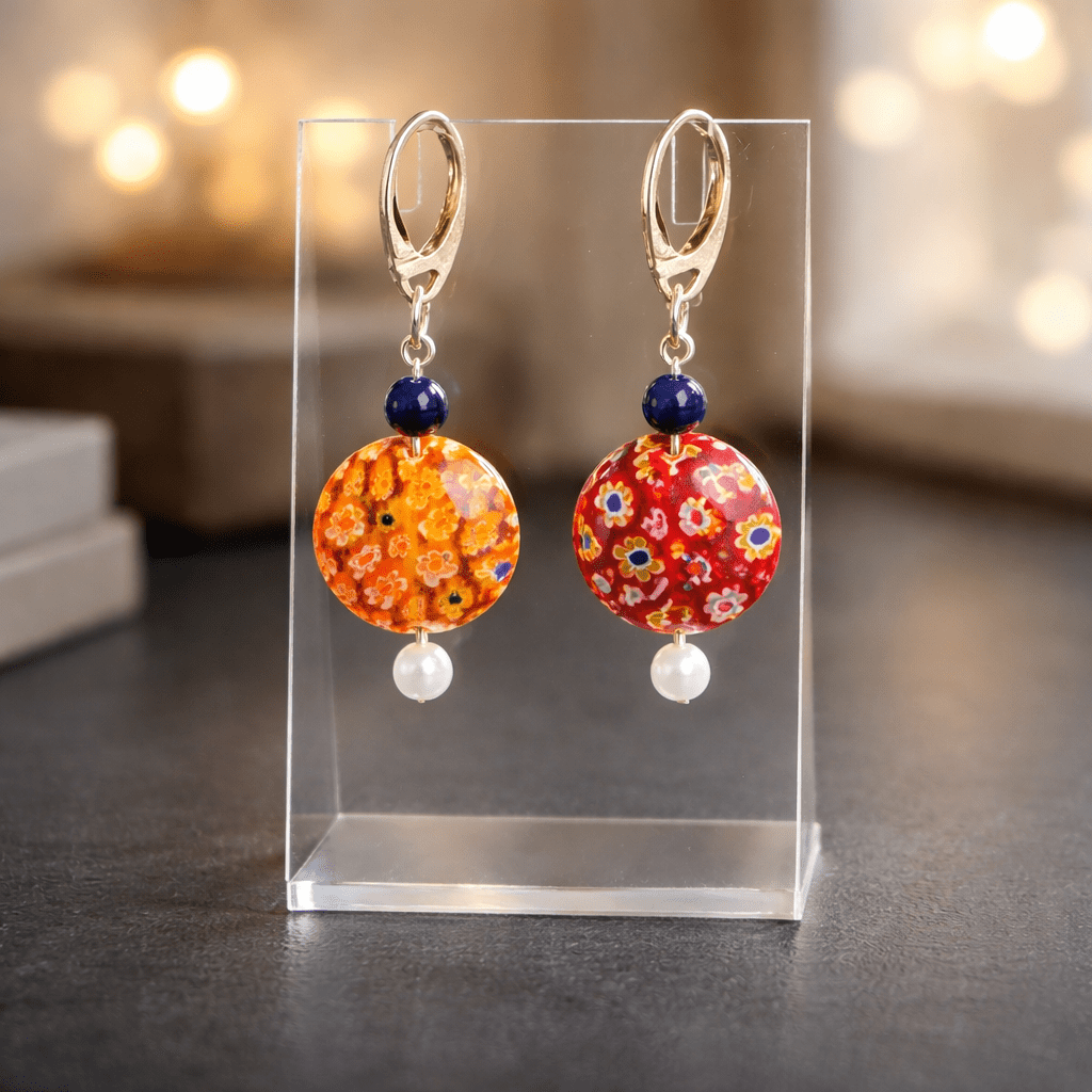 Red Millefiori Earrings