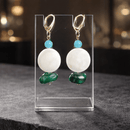 White Jade with Green Malachite Earrings | Mamabug ReCreations - Artisan Jewelry