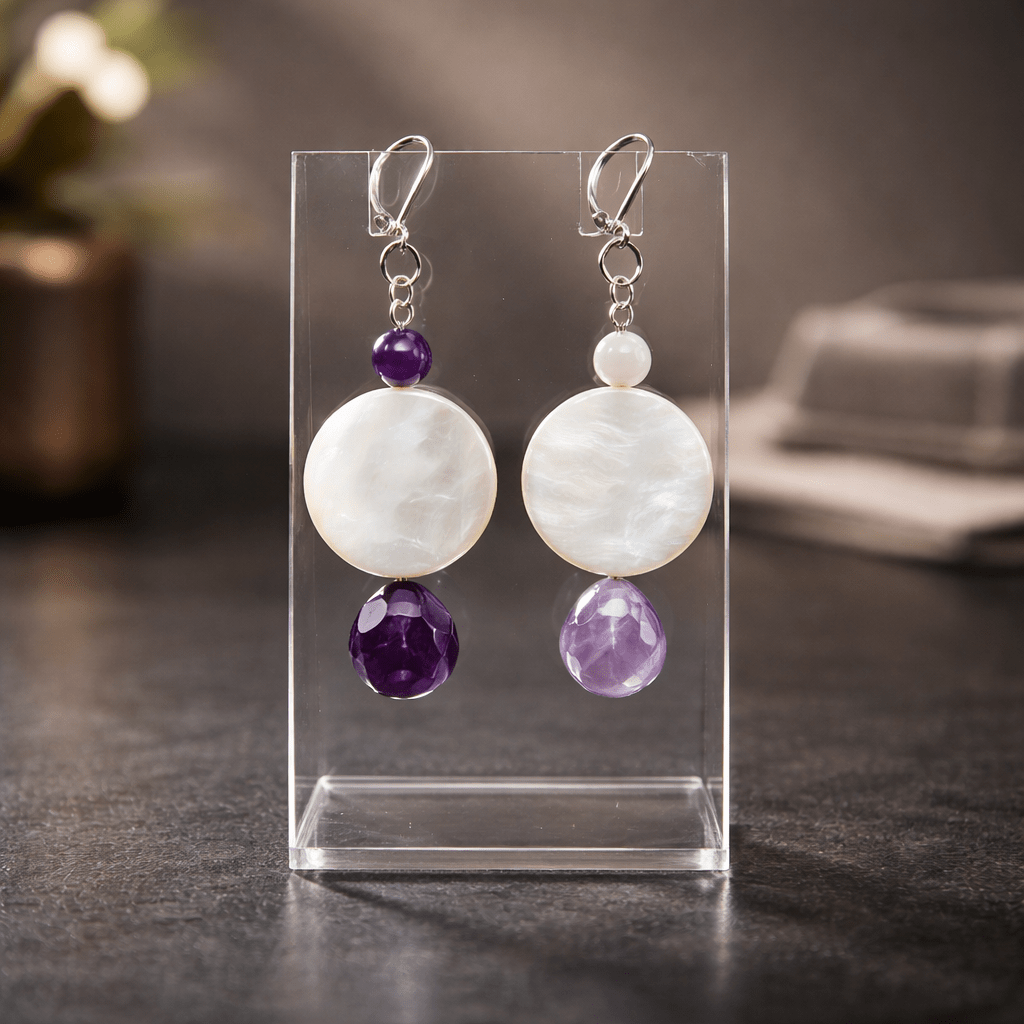 White Jade with Amethyst Earrings