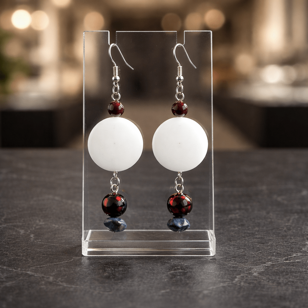 White Jade with Red Earrings
