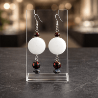 White Jade with Red Earrings