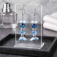 Blue and Silver Stacked Beads Earrings