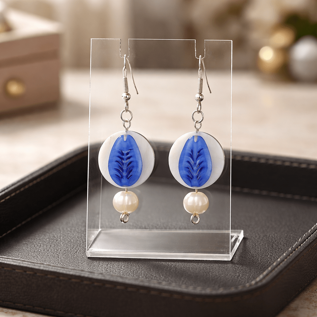 Blue Leaf Earrings