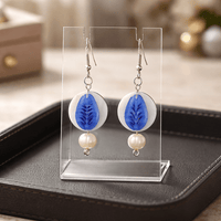 Blue Leaf Earrings