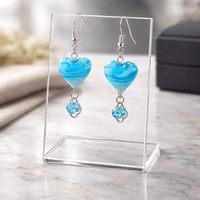 Blue Swirl Heart Earrings