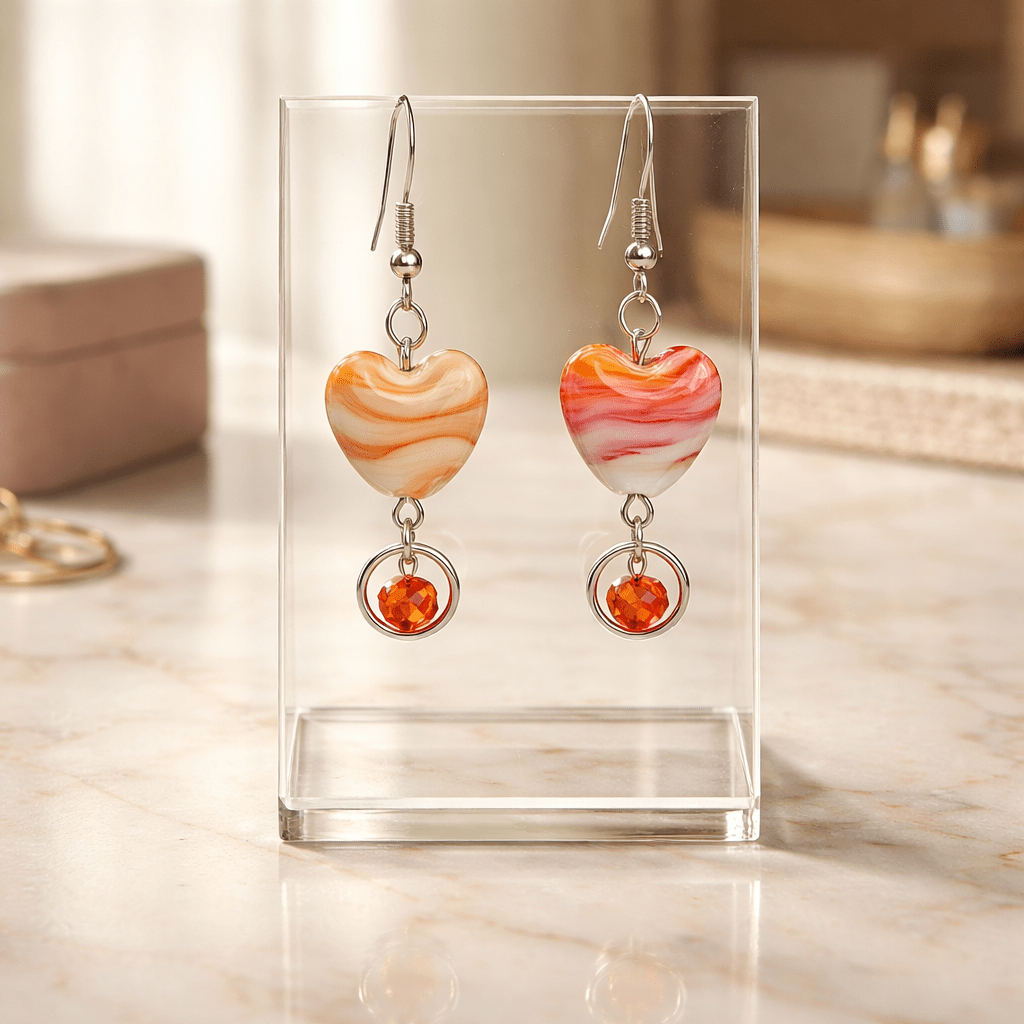 Orange Creamsicle Heart Earrings