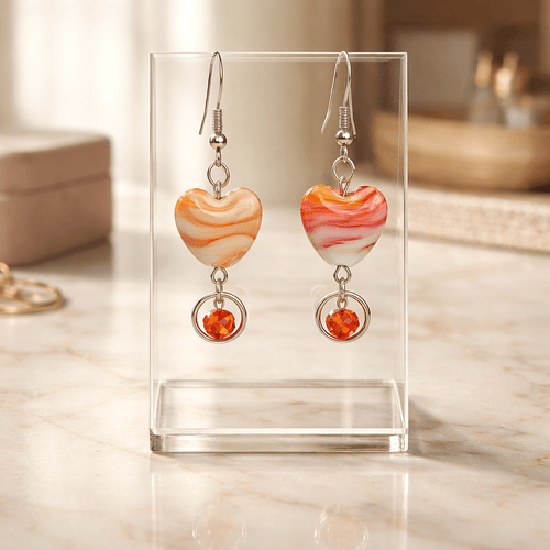 Orange Creamsicle Heart Earrings | Mamabug ReCreations - Artisan Jewelry