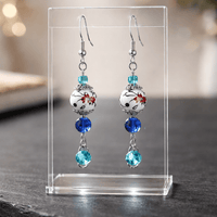 Splash of Red with Blue Earrings