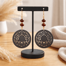 Dark Wood Coin and Recycled Bead Earrings | Mamabug ReCreations - Artisan Jewelry