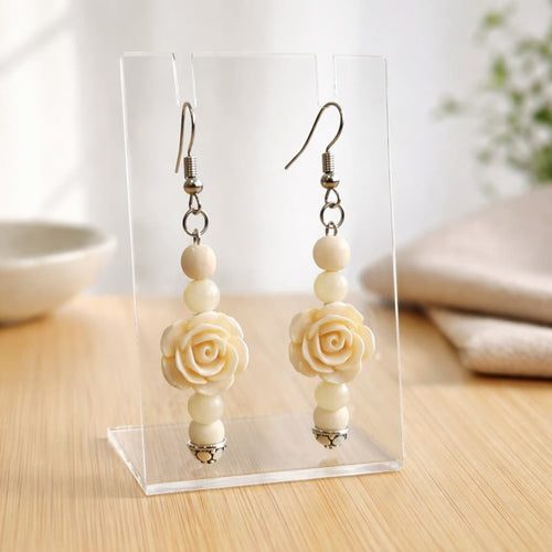 White Roses Earrings | Mamabug ReCreations - Artisan Jewelry