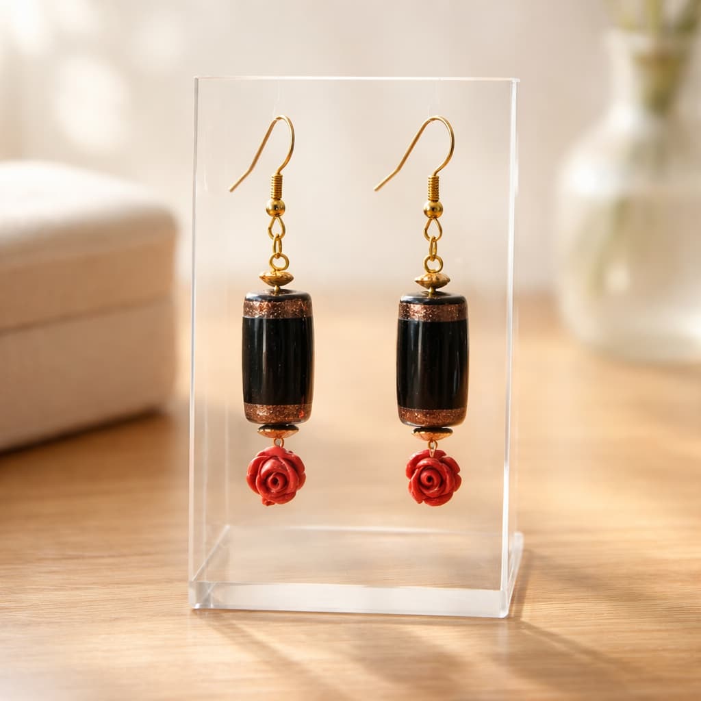 Golden Black Earrings