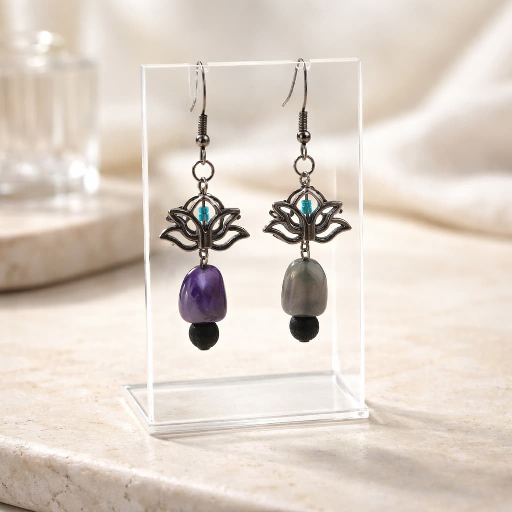 Pale Blue Lotus Earrings