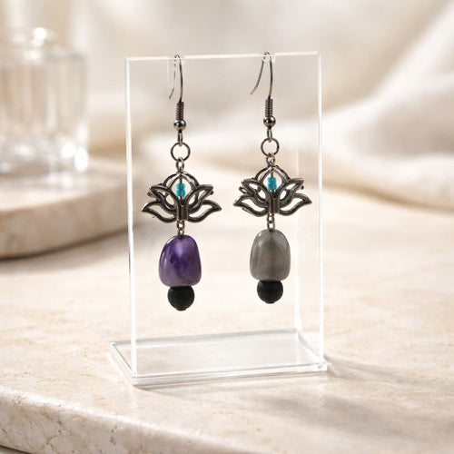 Pale Blue Lotus Earrings | Mamabug ReCreations - Artisan Jewelry
