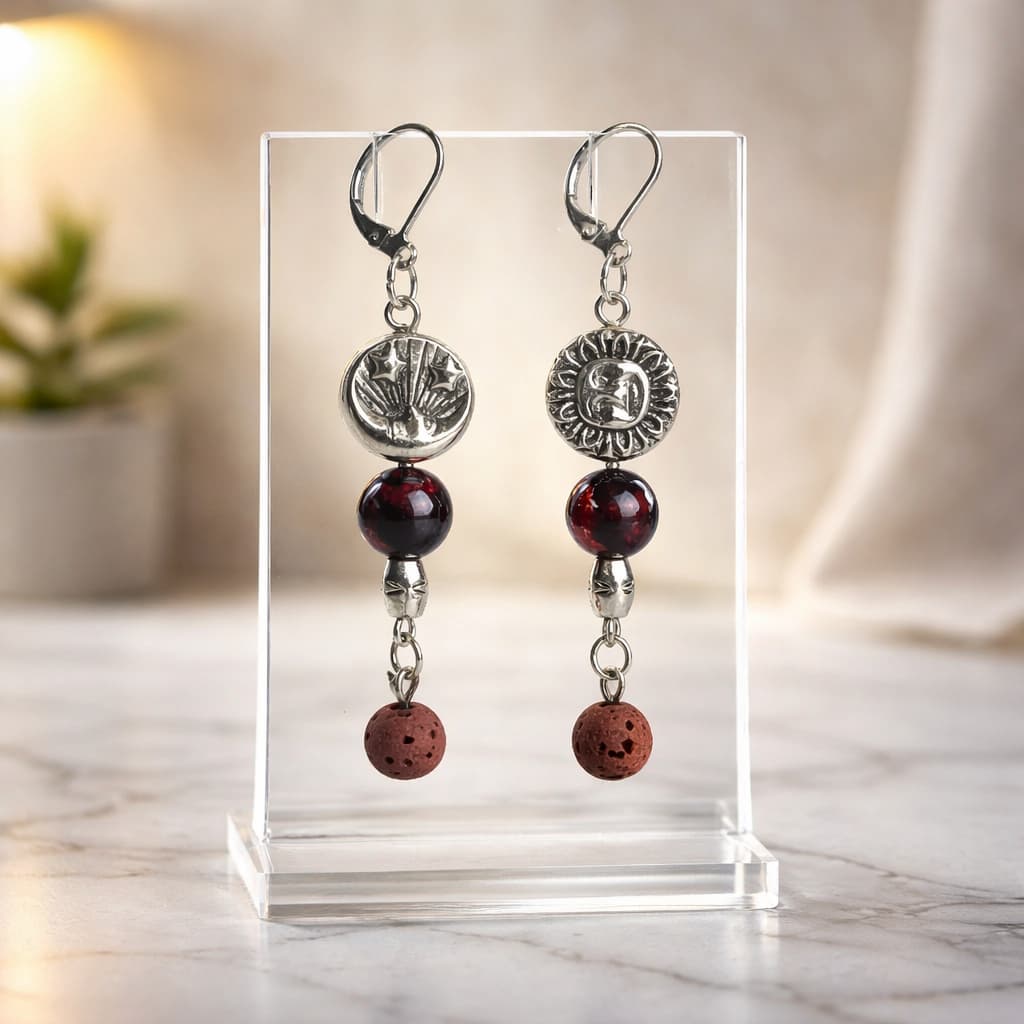 Sun and Moon Earrings - Red