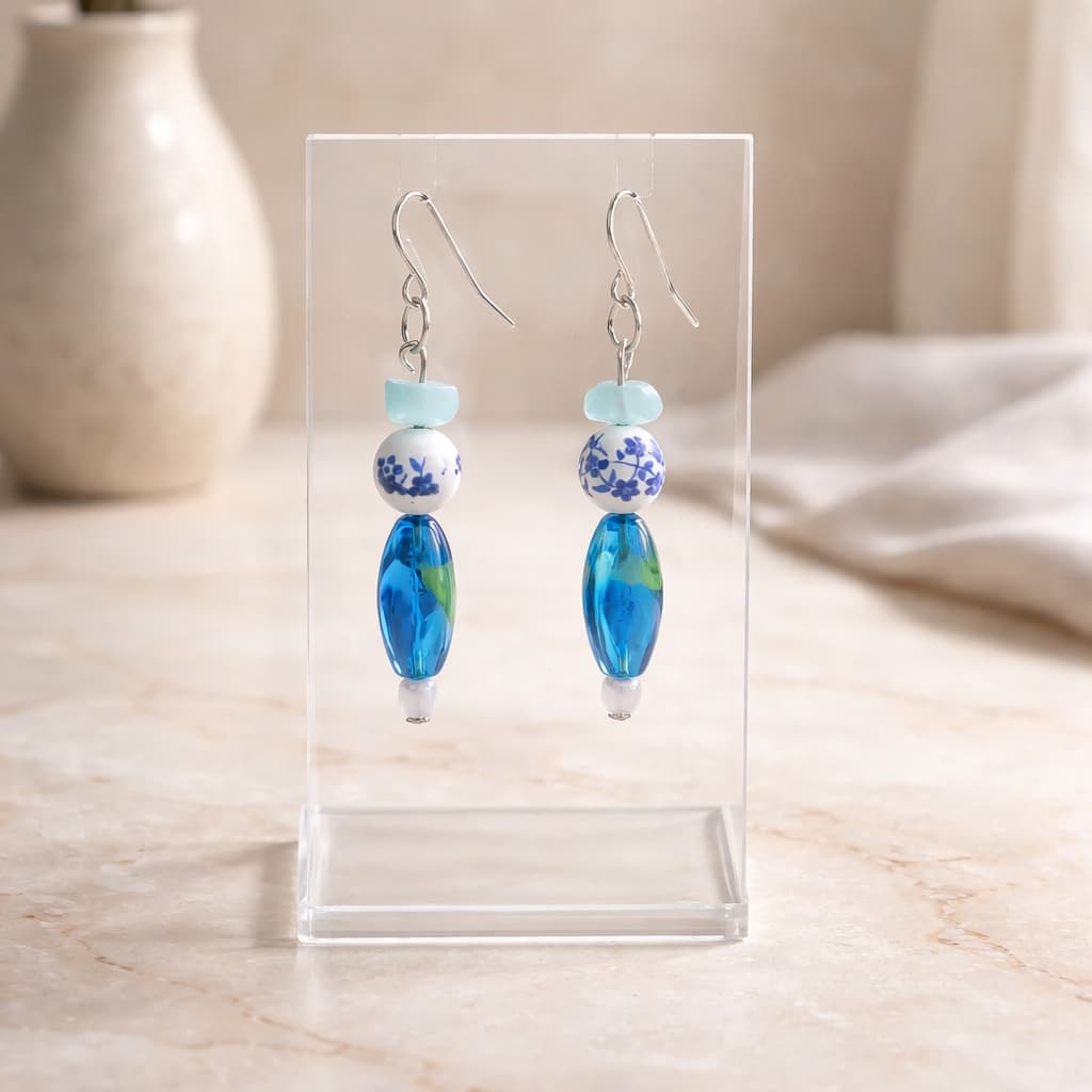 Country Blue Floral Earrings