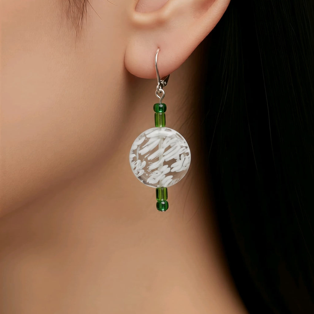 White Millefiori Earrings